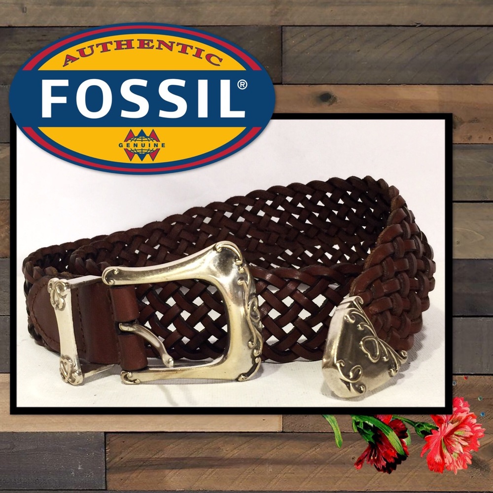 Fabulous FOSSIL Braided Belt w/ Scroll Buckle